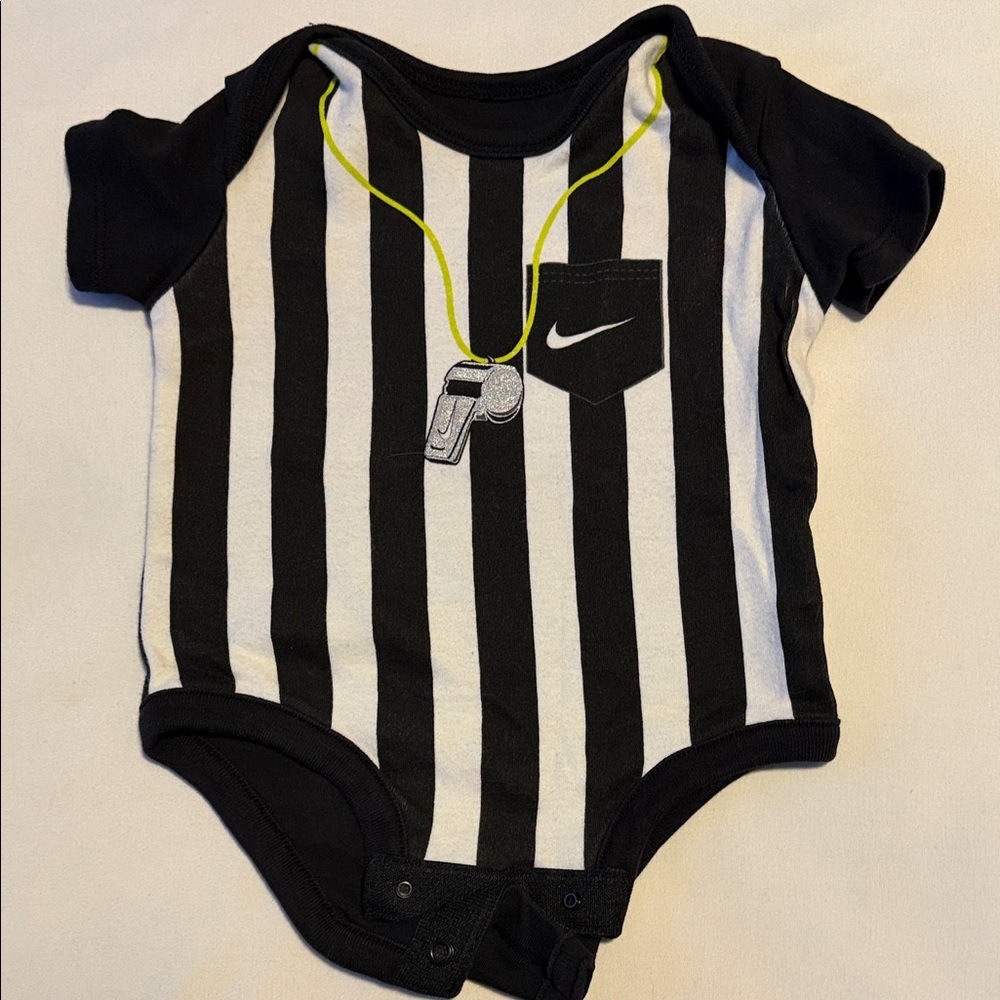 Nike Kids Black and White Striped Onesie